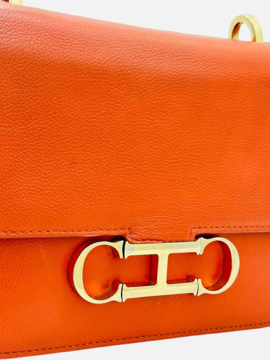 Pre-loved CAROLINA HERRERA Flap Orange Handbag from Reems Closet