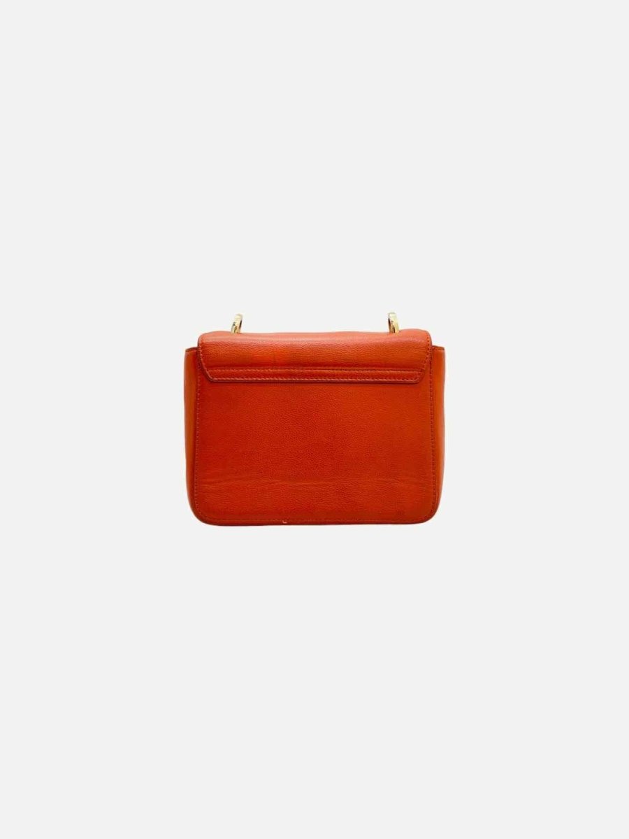 Pre - loved CAROLINA HERRERA Flap Orange Shoulder Bag at Reems Closet