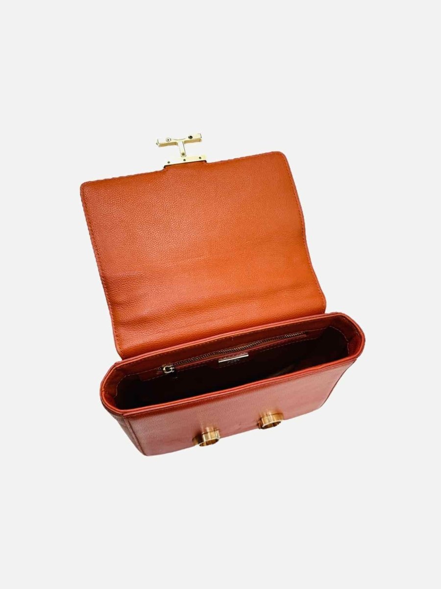 Pre - loved CAROLINA HERRERA Flap Orange Shoulder Bag at Reems Closet