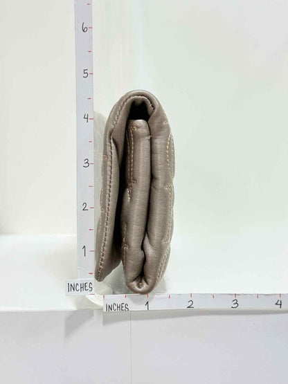 Pre - loved CAROLINA HERRERA Grey Monogram Clutch at Reems Closet