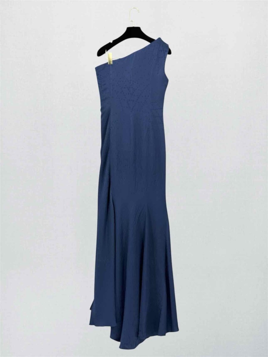 Pre-loved CAROLINA HERRERA Navy Blue Size US 4 Long Dress at Reems Closet