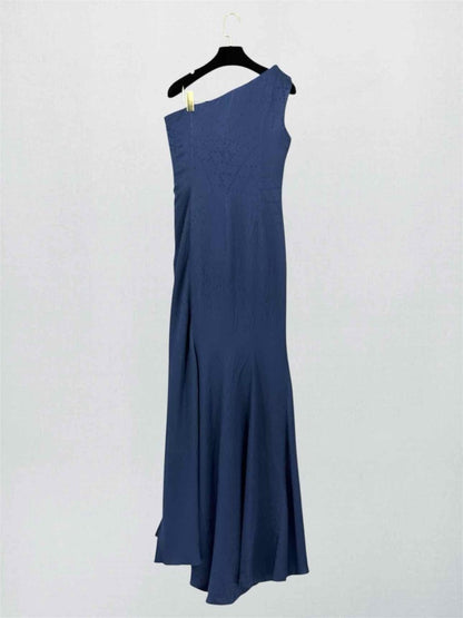 Pre-loved CAROLINA HERRERA Navy Blue Size US 4 Long Dress at Reems Closet