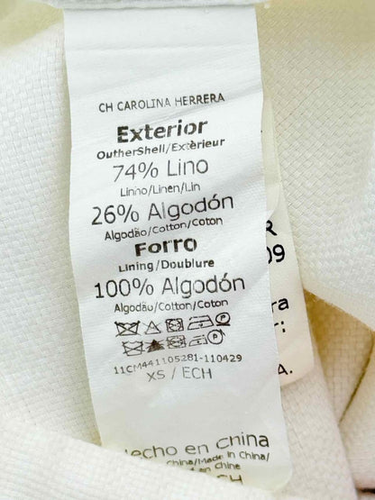 Pre - loved CAROLINA HERRERA Off - white Pleated Size XSmall Blouse at Reems Closet