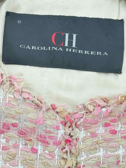 Pre - loved CAROLINA HERRERA Pink Multicolor Size US 12 Jacket at Reems Closet