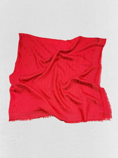 Pre - loved CAROLINA HERRERA Red Jacquard Shawl at Reems Closet