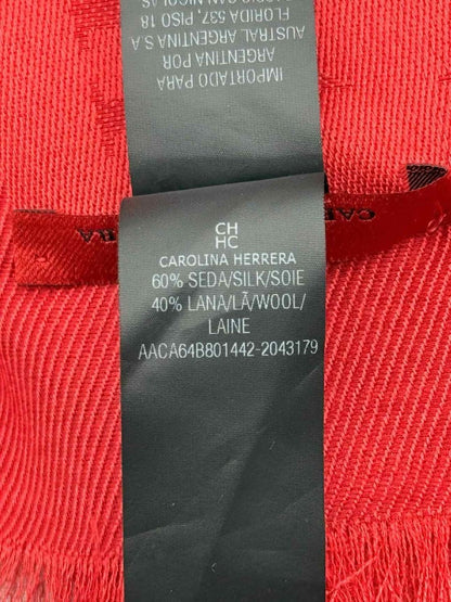 Pre - loved CAROLINA HERRERA Red Jacquard Shawl at Reems Closet