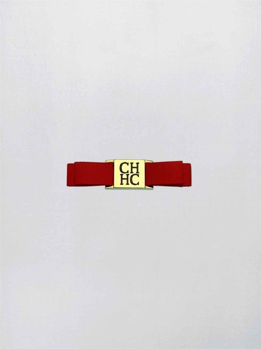 Pre-loved CAROLINA HERRERA Red Logo Plaque Hair Clip at Reems Closet