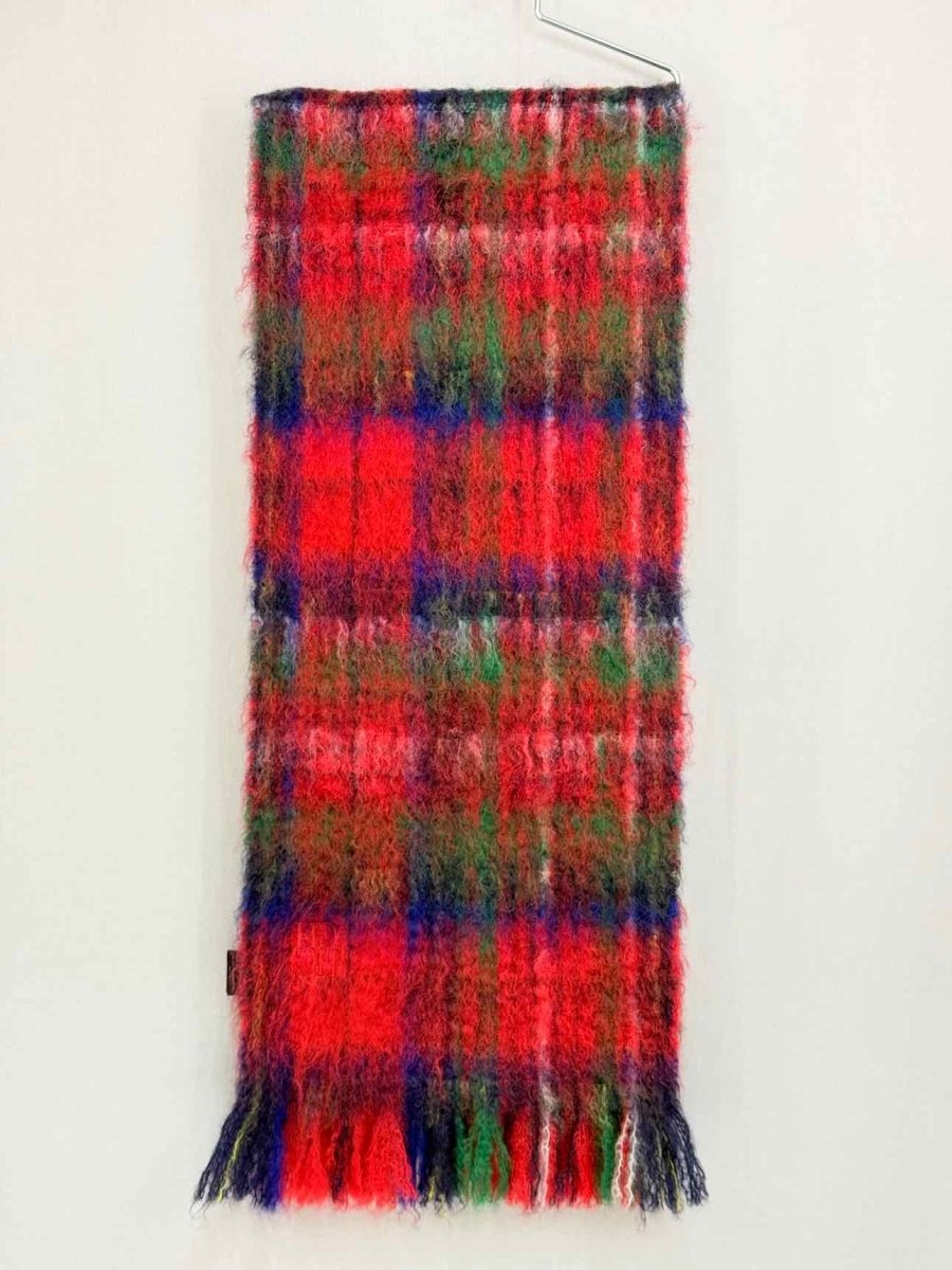 Pre - loved CAROLINA HERRERA Red Multicolor Check Scarf at Reems Closet