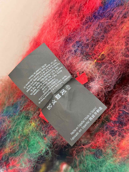 Pre - loved CAROLINA HERRERA Red Multicolor Check Scarf at Reems Closet