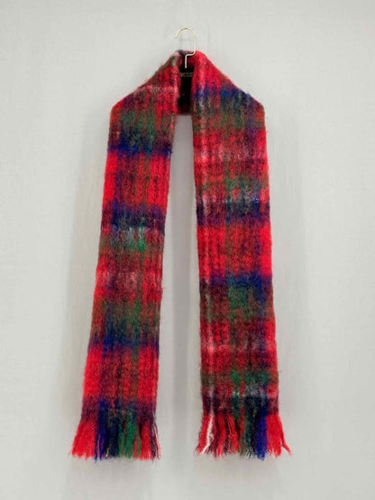 Pre - loved CAROLINA HERRERA Red Multicolor Check Scarf at Reems Closet