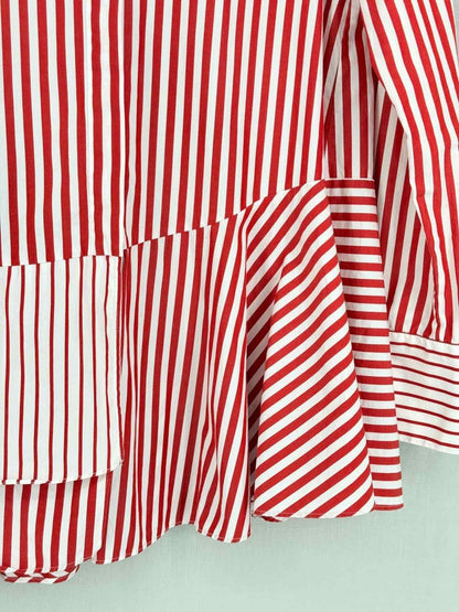 Pre-loved CAROLINA HERRERA Red & White Striped Size US 4 Shirt at Reems Closet