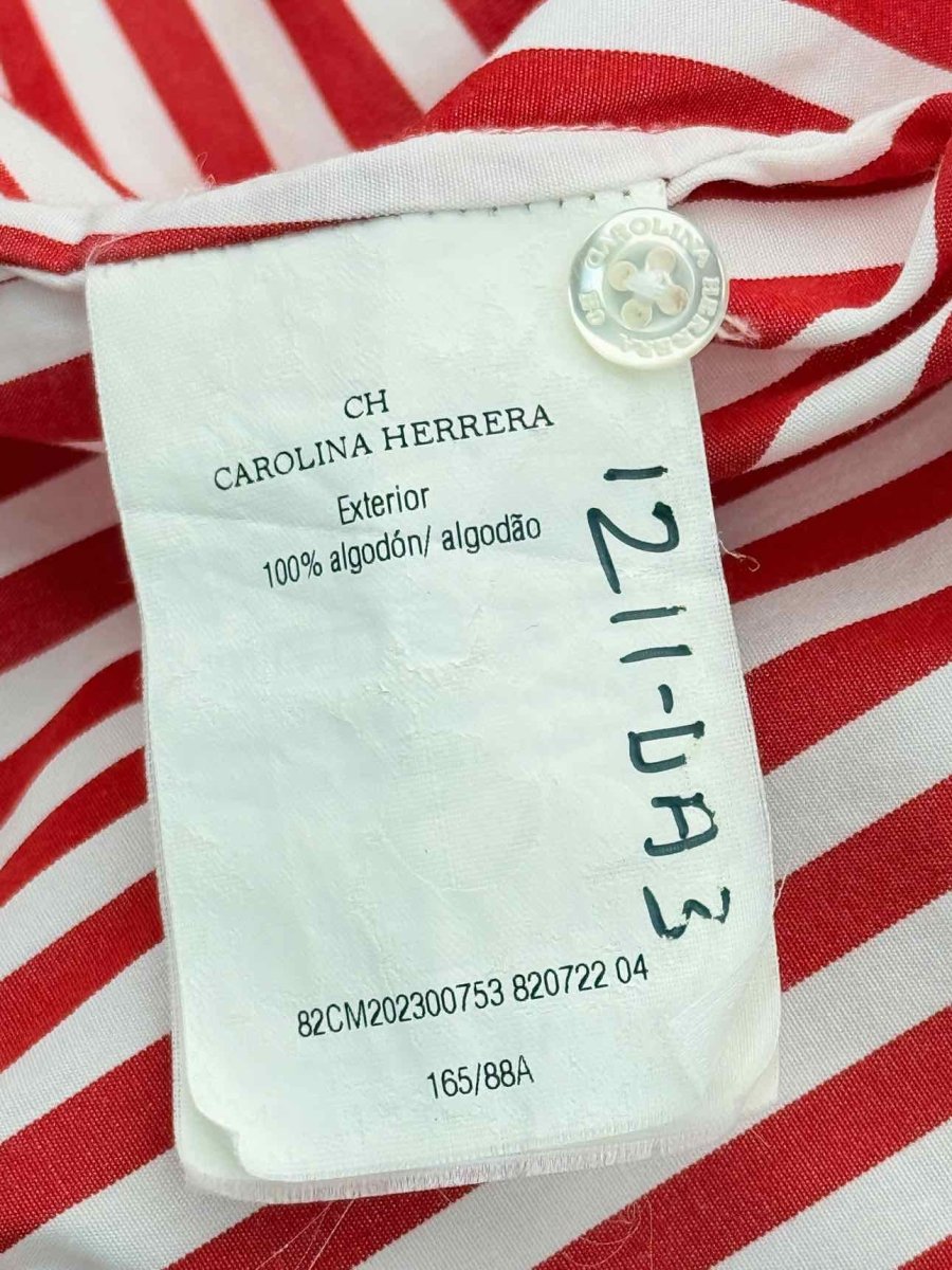 Pre-loved CAROLINA HERRERA Red & White Striped Size US 4 Shirt at Reems Closet