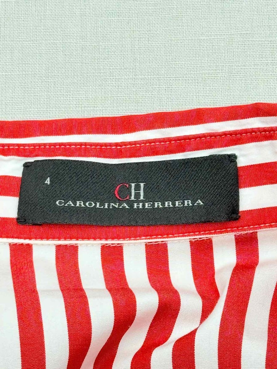 Pre-loved CAROLINA HERRERA Red & White Striped Size US 4 Shirt at Reems Closet