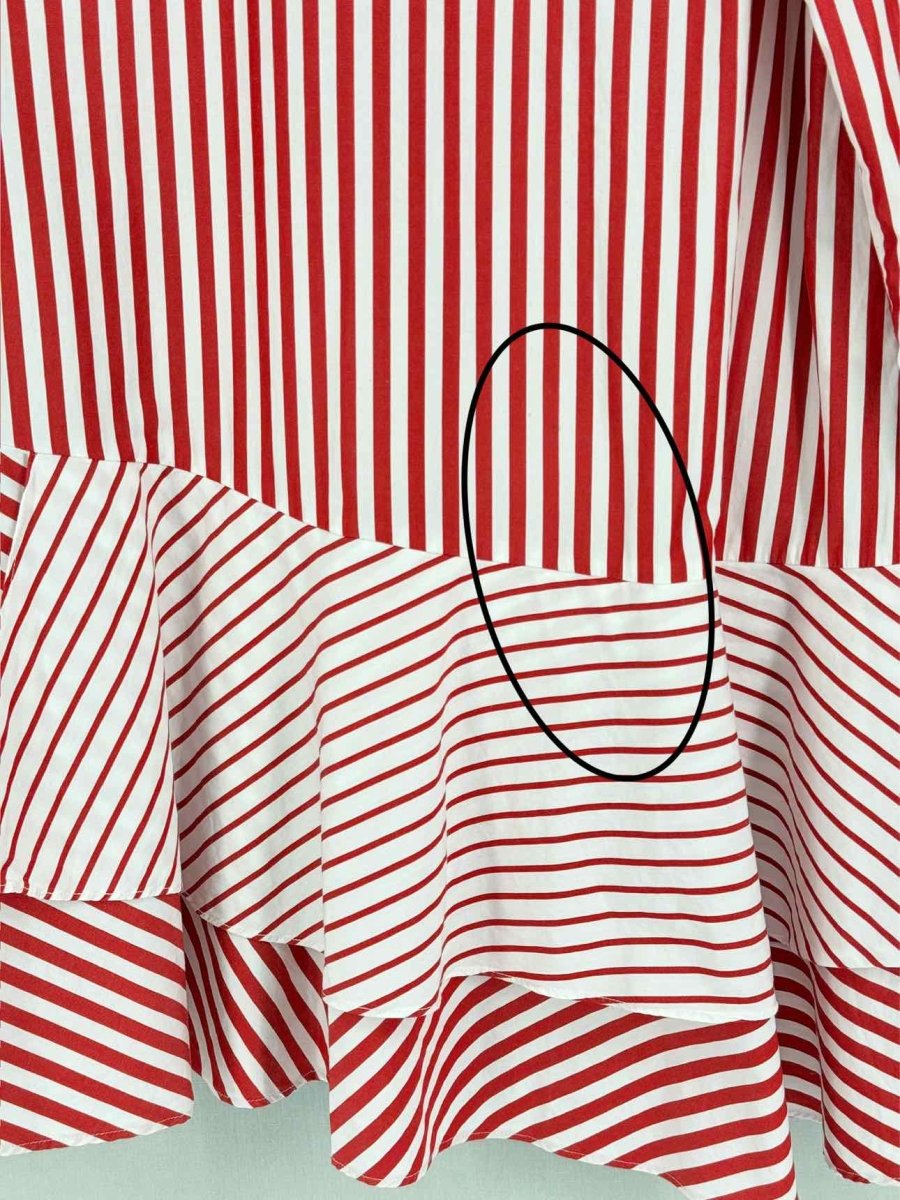Pre-loved CAROLINA HERRERA Red & White Striped Size US 4 Shirt at Reems Closet