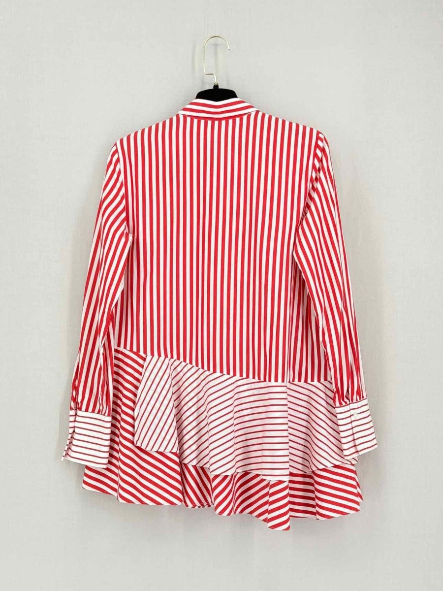 Pre-loved CAROLINA HERRERA Red & White Striped Size US 4 Shirt at Reems Closet