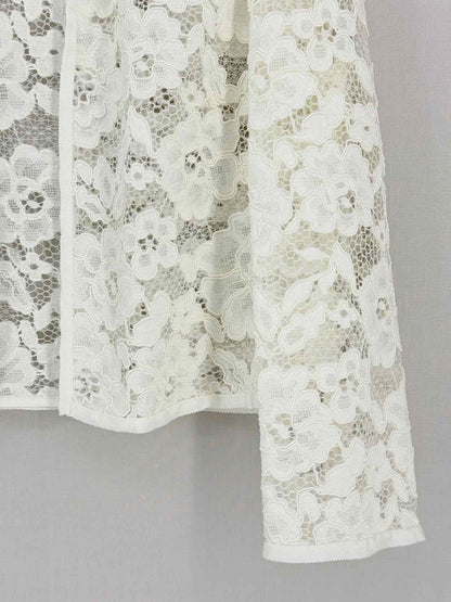 Pre - loved CAROLINA HERRERA White Floral Size XSmall Cardigan at Reems Closet