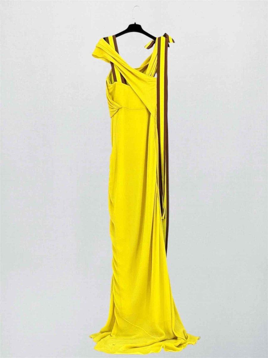 Pre-loved CAROLINA HERRERA Yellow Size US 4 Long Dress at Reems Closet