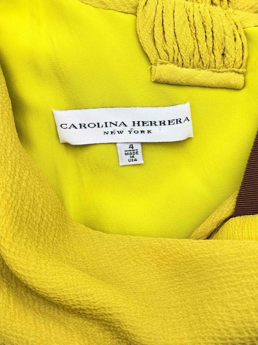 Pre-loved CAROLINA HERRERA Yellow Size US 4 Long Dress at Reems Closet