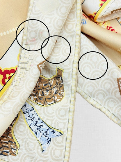 Pre - loved CARTIER Beige Multicolor Butterfly Print Scarf at Reems Closet