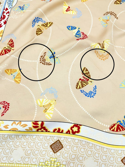 Pre - loved CARTIER Beige Multicolor Butterfly Print Scarf at Reems Closet