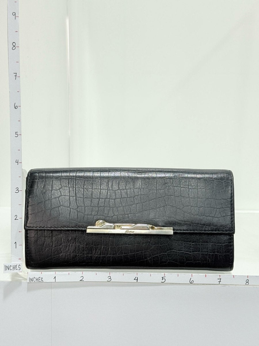 Pre - loved CARTIER Black Embossed Continental Wallet at Reems Closet