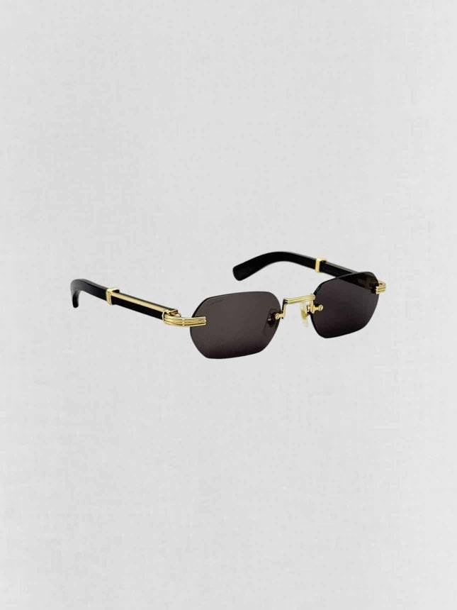 Pre - loved CARTIER Premiere de Cartier Black & Gold Sunglasses at Reems Closet