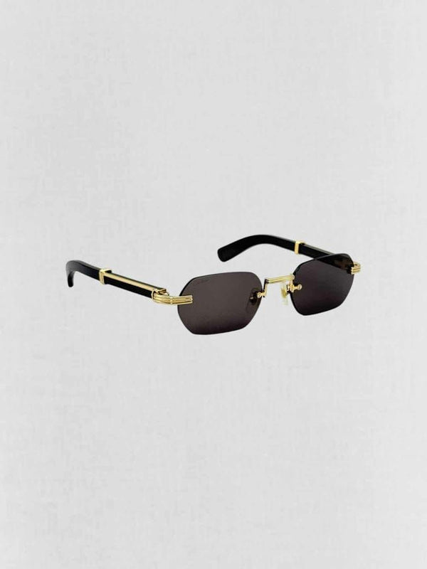 Pre - loved CARTIER Premiere de Cartier Black & Gold Sunglasses at Reems Closet