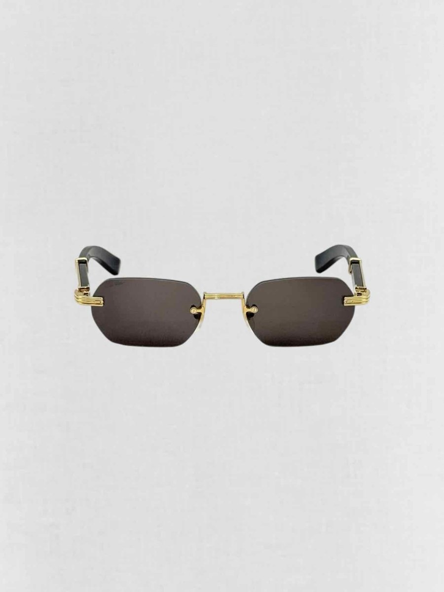Pre - loved CARTIER Premiere de Cartier Black & Gold Sunglasses at Reems Closet