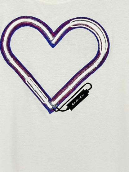 Pre - loved CARVEN White w/ Purple Heart Size XSmall T-shirt at Reems Closet