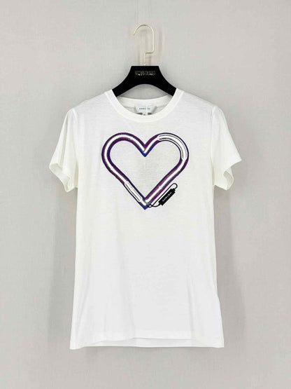 Pre - loved CARVEN White w/ Purple Heart Size XSmall T-shirt at Reems Closet