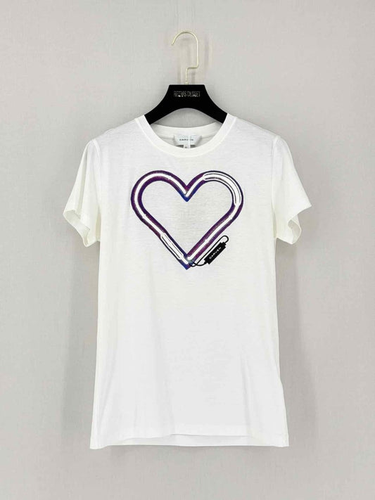 Pre - loved CARVEN White w/ Purple Heart Size XSmall T-shirt at Reems Closet