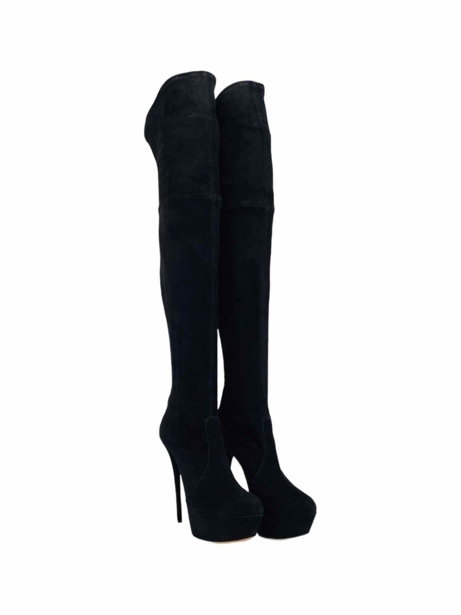 Pre - loved CASADEI Black Thigh High Boots at Reems Closet