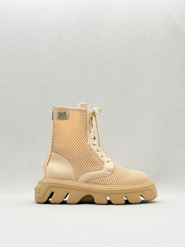 Pre - loved CASADEI Chunky Beige Size EU 39.5 Ankle Boots at Reems Closet