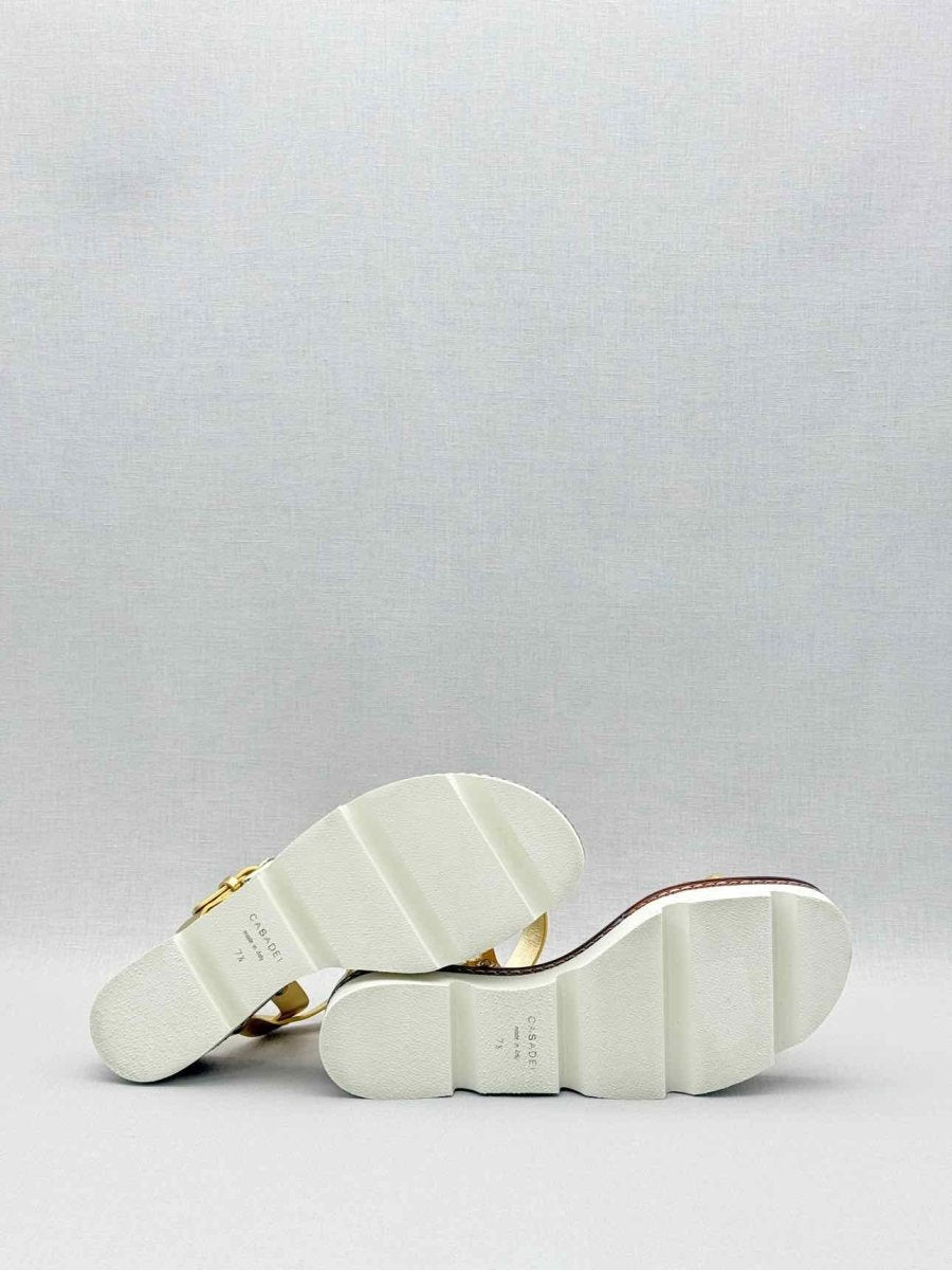 Pre-loved CASADEI Metallic Gold Size EU 37.5 Sandals at Reems Closet