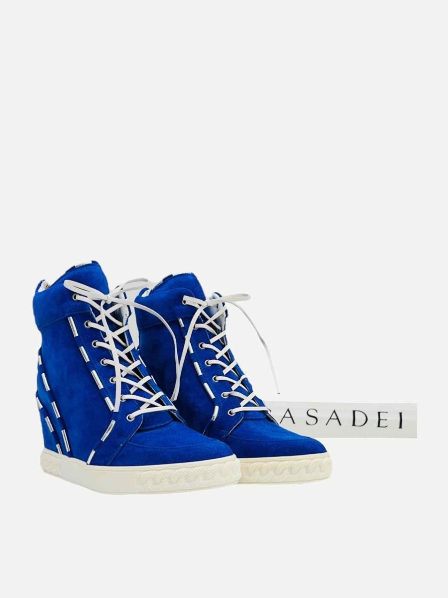 Pre - loved CASADEI Wedge Blue Sneakers at Reems Closet