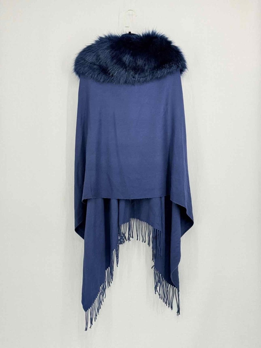 Pre - loved CASHMERE COMPANY Navy Blue Furry Shawl at Reems Closet
