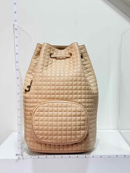 Pre - loved CELINE Beige Quilted Backpack at Reems Closet