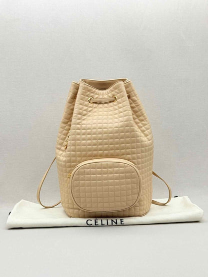 Pre - loved CELINE Beige Quilted Backpack at Reems Closet
