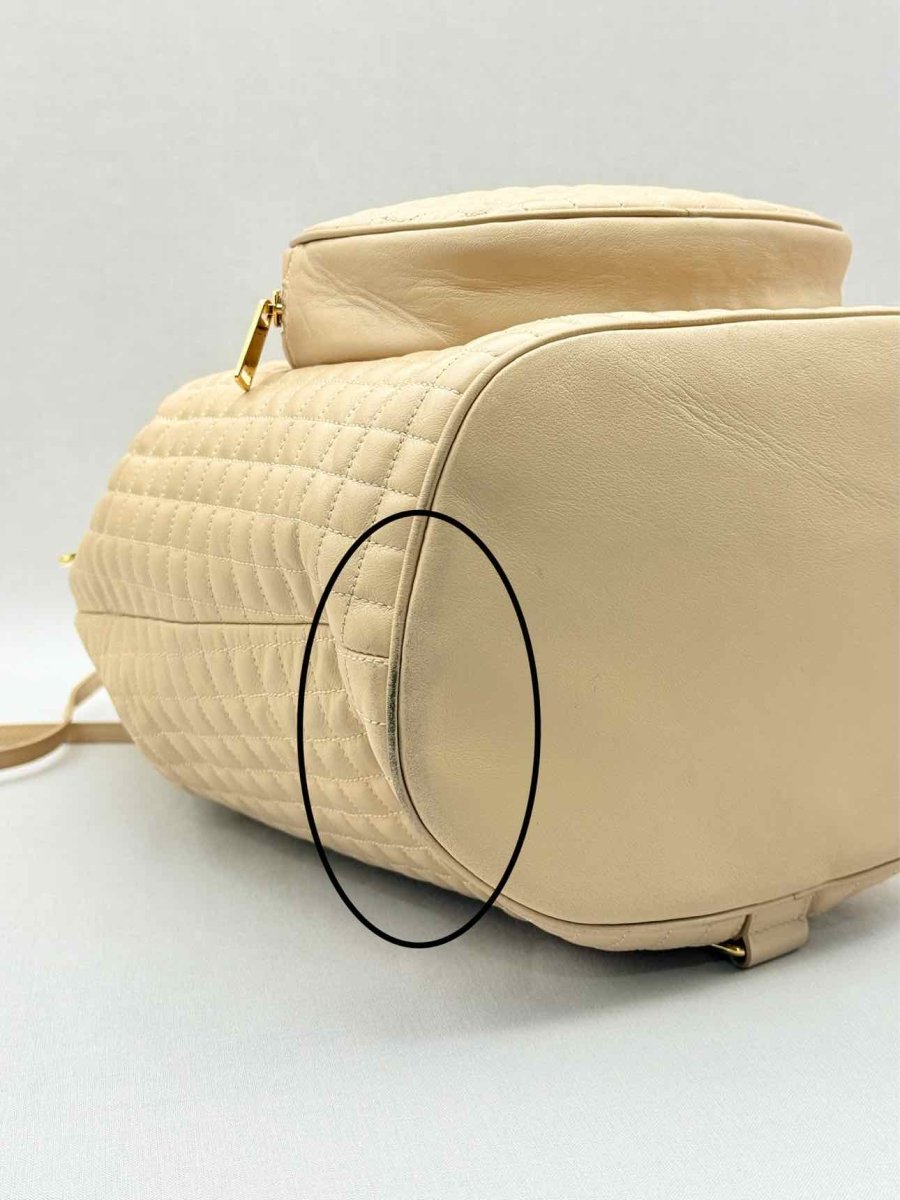 Pre - loved CELINE Beige Quilted Backpack at Reems Closet