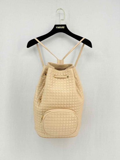 Pre - loved CELINE Beige Quilted Backpack at Reems Closet
