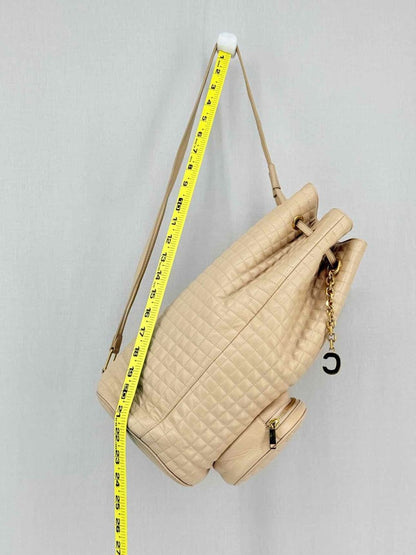 Pre - loved CELINE Beige Quilted Backpack at Reems Closet