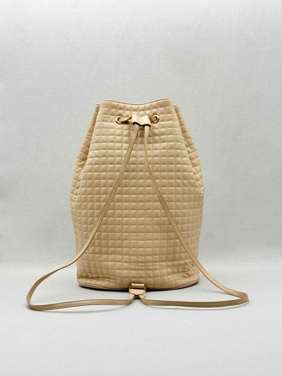 Pre - loved CELINE Beige Quilted Backpack at Reems Closet