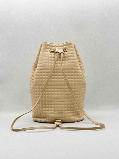 Pre - loved CELINE Beige Quilted Backpack at Reems Closet