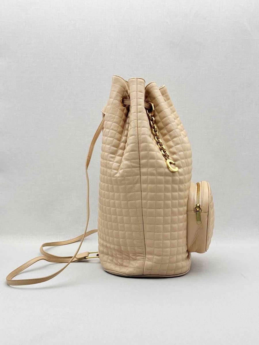 Pre - loved CELINE Beige Quilted Backpack at Reems Closet