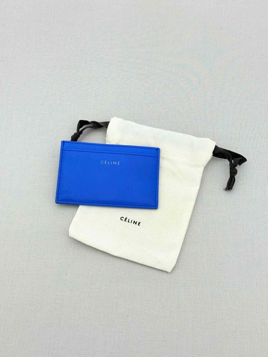 Pre - loved CELINE Blue Card Holder at Reems Closet