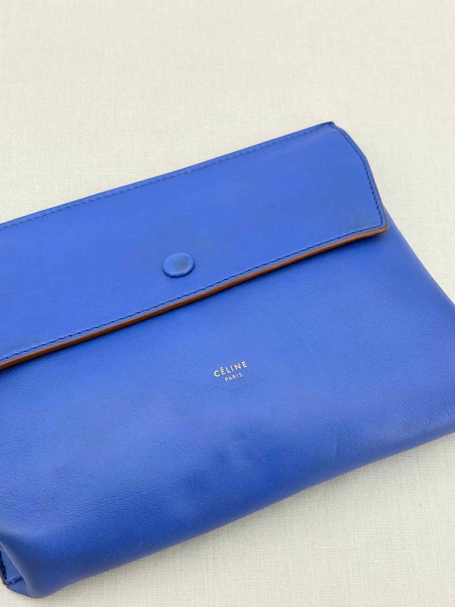 Pre - loved CELINE Blue Clutch at Reems Closet