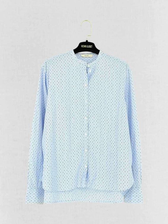 Pre - loved CELINE Blue Multicolor Polka Dot Size US 4 Shirt at Reems Closet