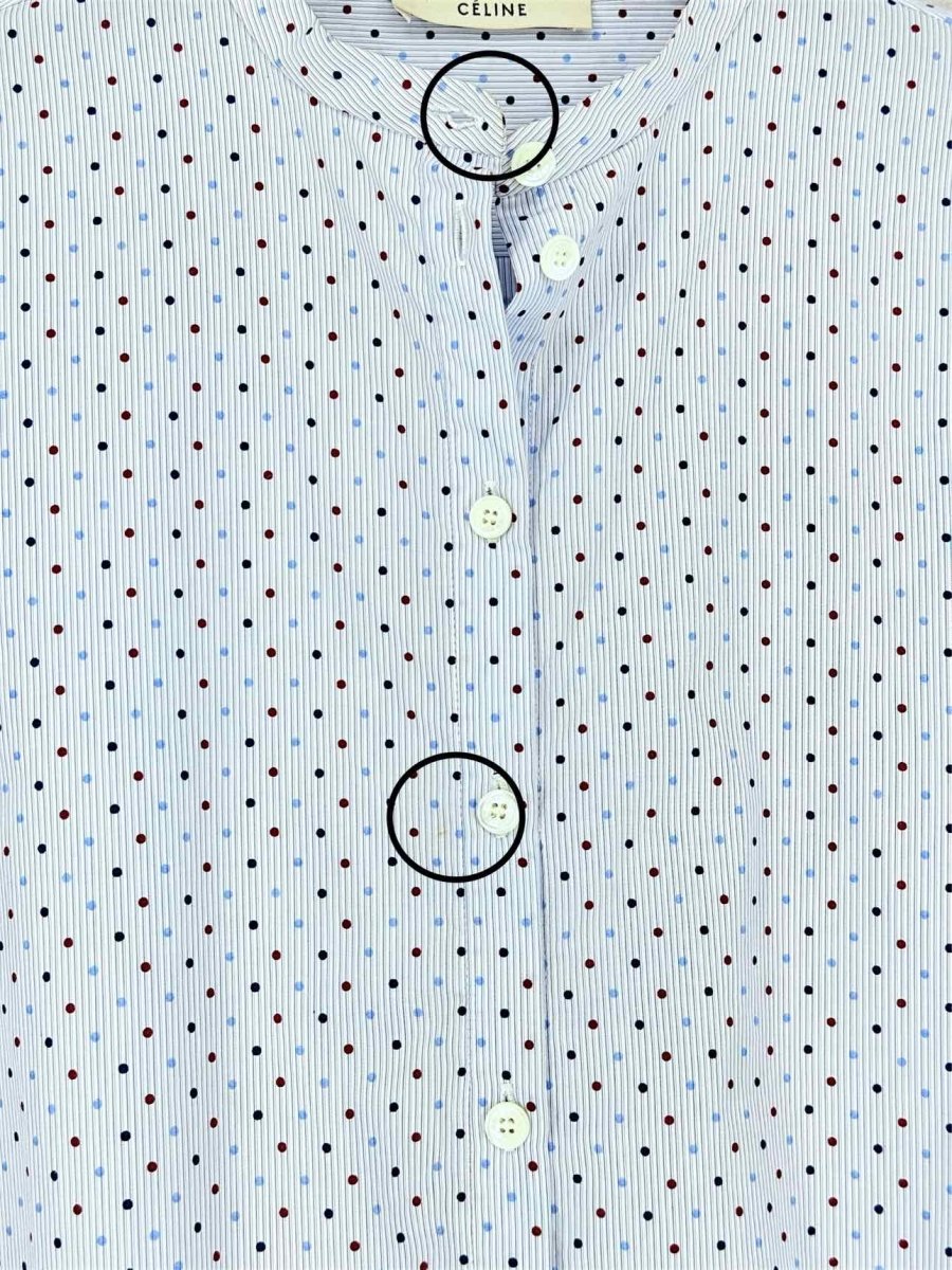 Pre - loved CELINE Blue Multicolor Polka Dot Size US 4 Shirt at Reems Closet