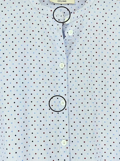 Pre - loved CELINE Blue Multicolor Polka Dot Size US 4 Shirt at Reems Closet