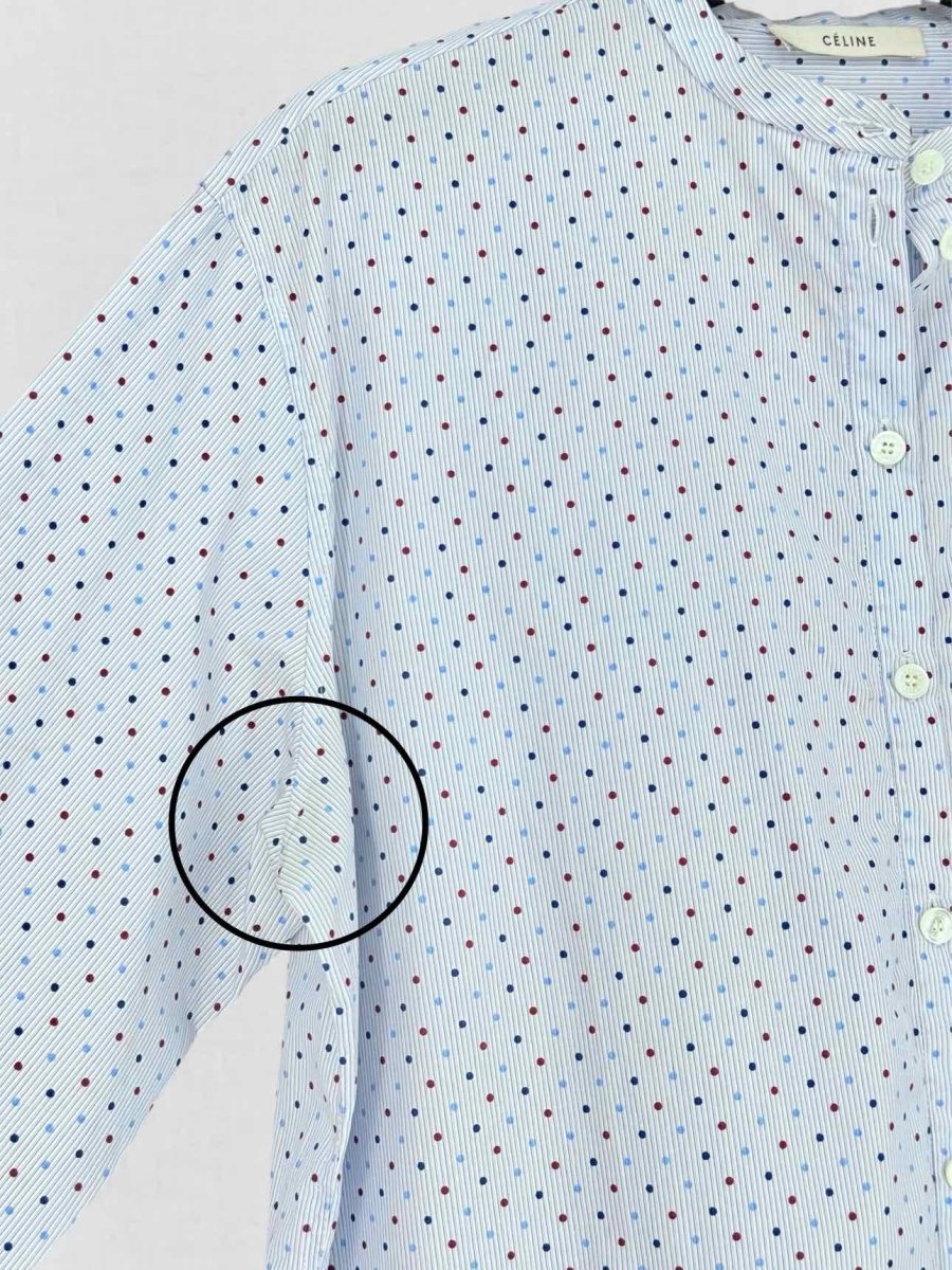 Pre - loved CELINE Blue Multicolor Polka Dot Size US 4 Shirt at Reems Closet